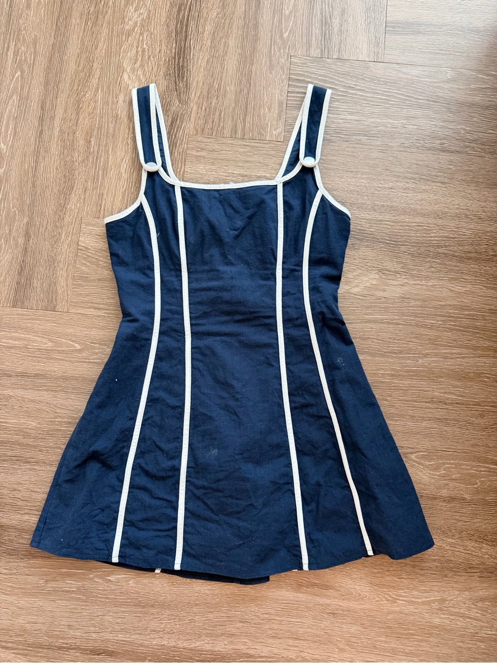 Storia Navy Mini Dress with White Piping